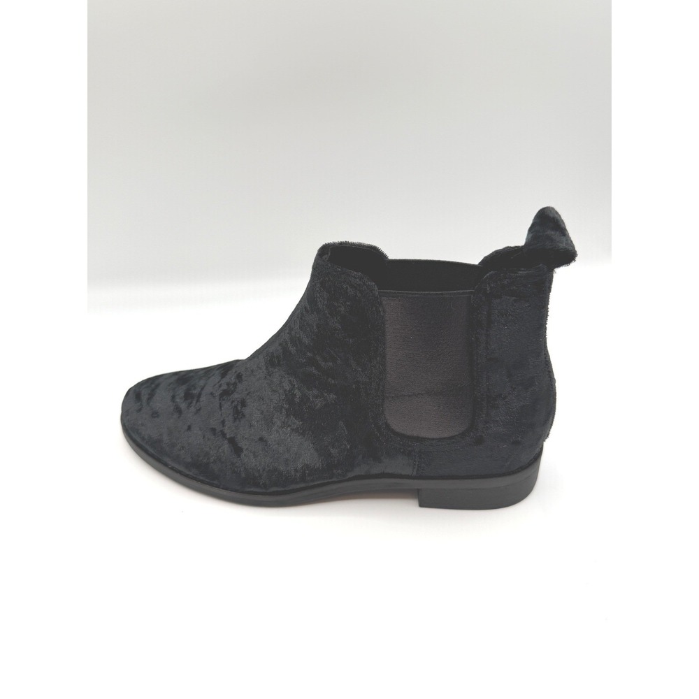TOMS Ella Chelsea Boots, Women's 6.5, EU 37,Black Crushed Velvet,Block Heel, NIB